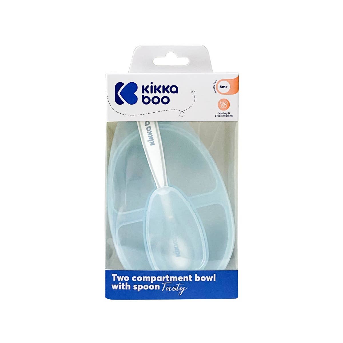 TELLER MIT FÄCHERN UND LÖFFEL - BLAU - KIKKABOO