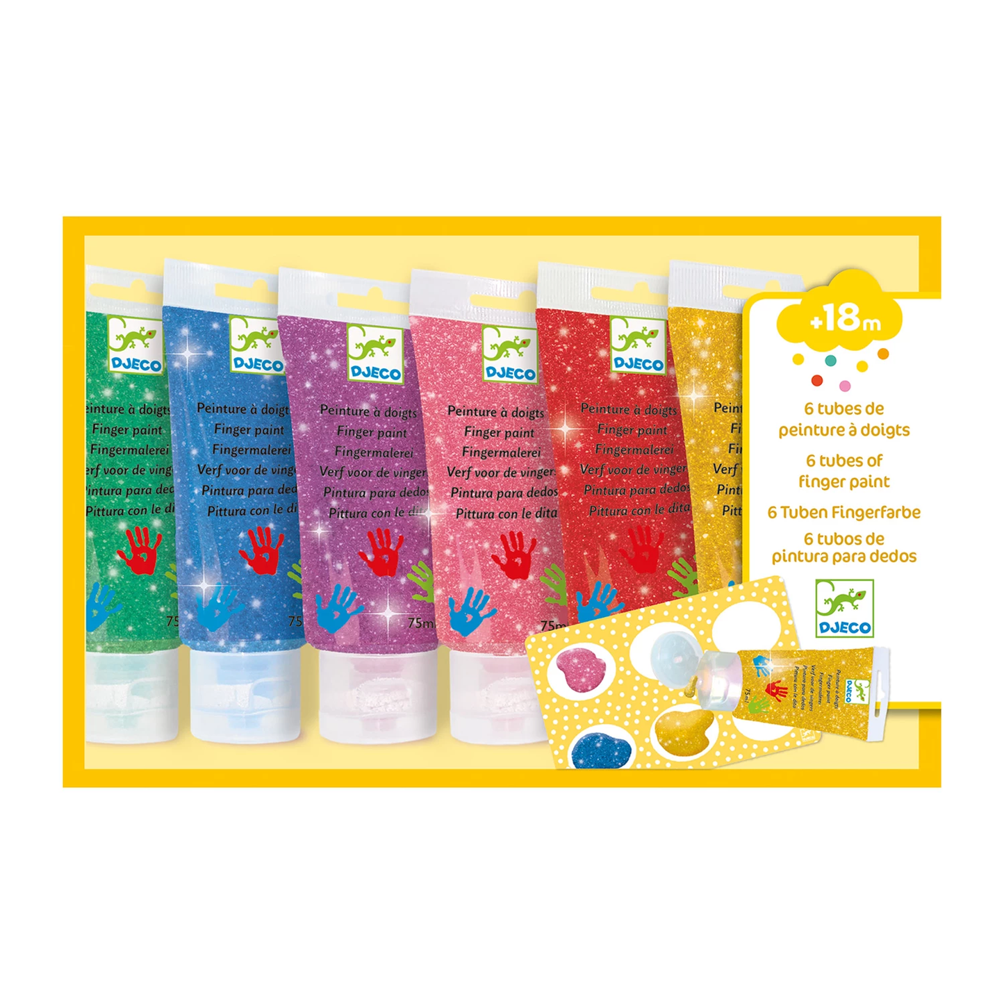 GLITZER-FINGERFARBE IM TUBUS 6X1 ASS. - DJECO