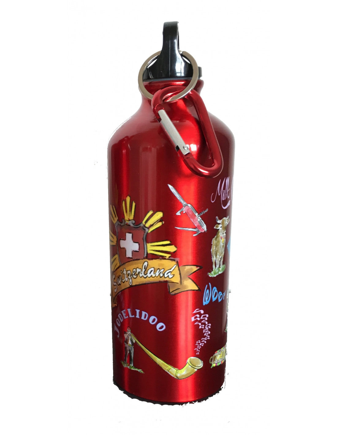 GOURDE EN ACIER SUISSE ROUGE SOUVENIR