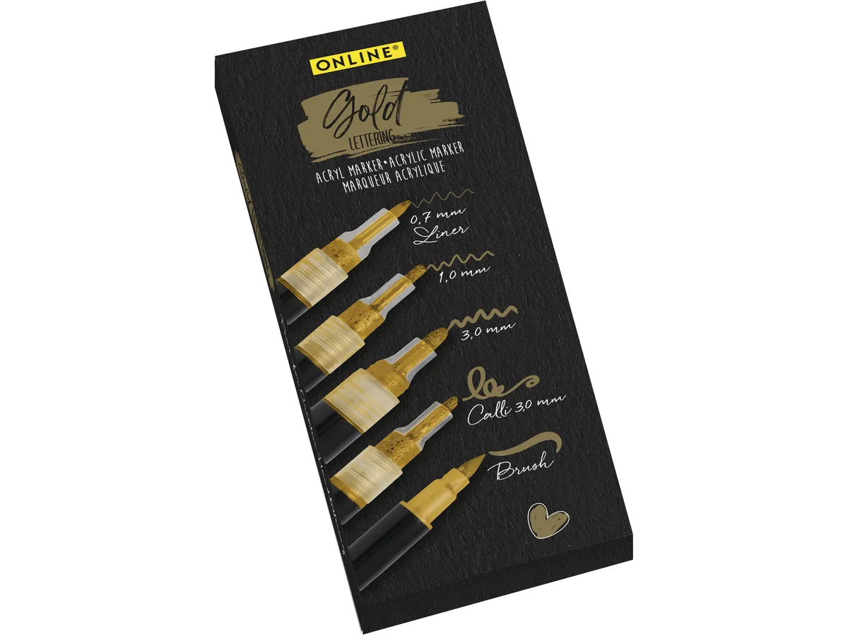 SET PENNE ORO PER LETTERING PACK DA 5 - ONLINE