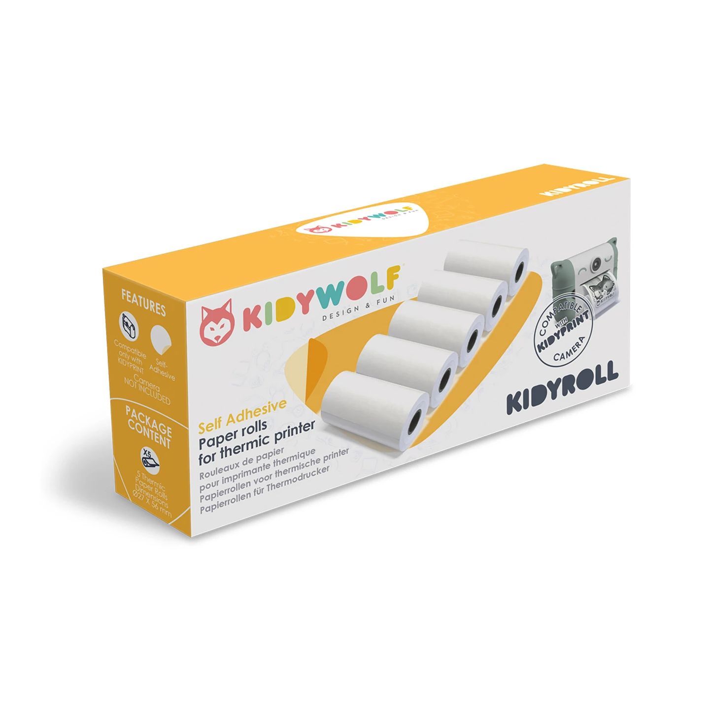 PAPIER THERMIQUE AUTOCOLLANT POUR APPAREIL PHOTO - KIDYWOLF