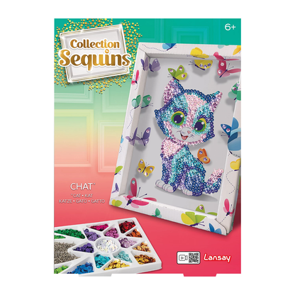 CHAT ARTISTIQUE À PAILLETTES - COLLECTION SEQUINS