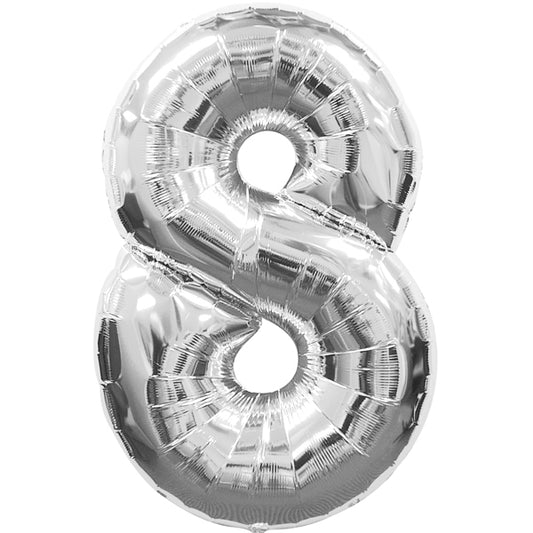 BALLON 8 SILBER - AMSCAN