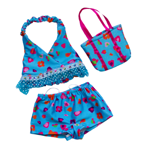 BLUMEN TANKINI MIT TASCHEN-OUTFIT - 40CM - MAKE A TEDDY