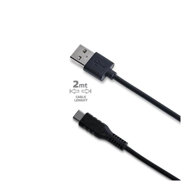 USB-/USB-C-KABEL 2M SCHWARZ - CELLY