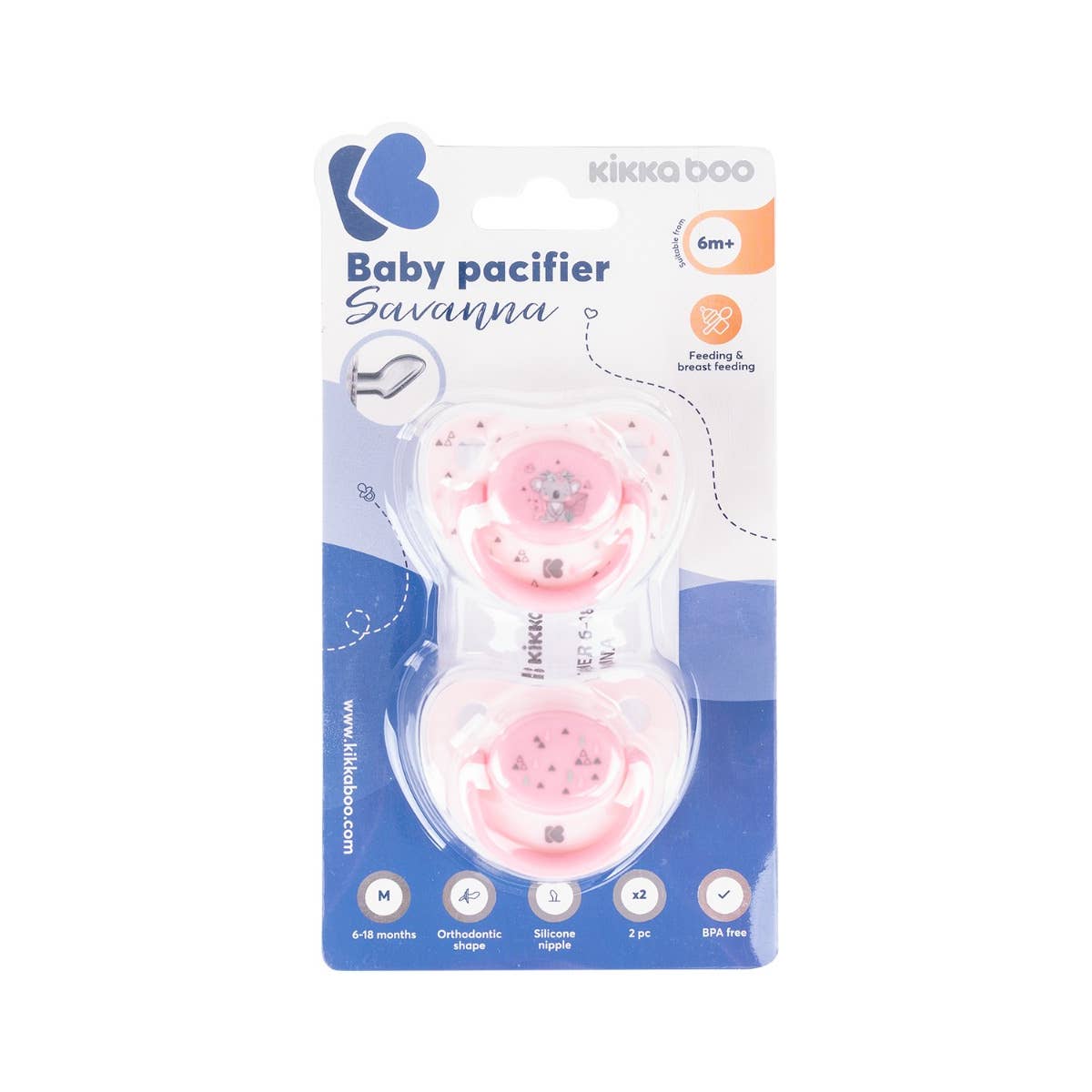 SCHNULLER SAVANNA 2 STK - 6/18M - ROSA - KIKKABOO