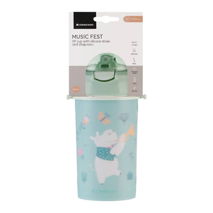 PP-Tasse mit Strohhalm 450ml - MUSIC FEST MINT - KIKKABOO