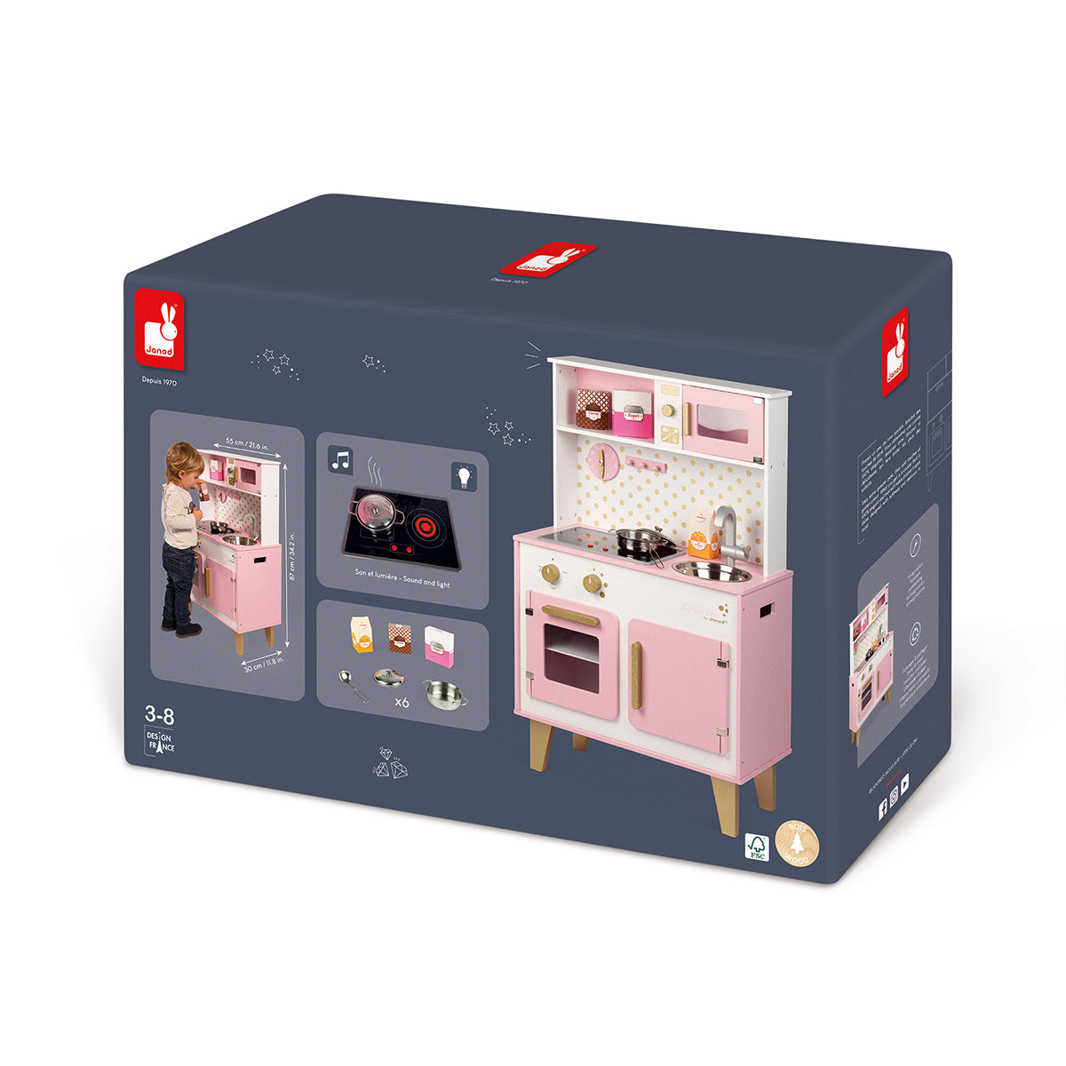 🟡 CANDY CHIC HOLZKÜCHE MIT ZUBEHÖR – JANOD – BESTSELLER