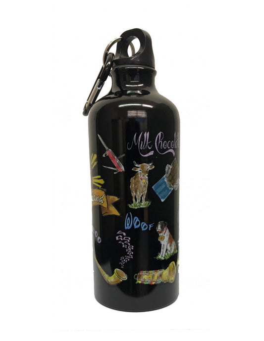 SCHWARZE SCHWEIZER TRINKFLASCHE SOUVENIR