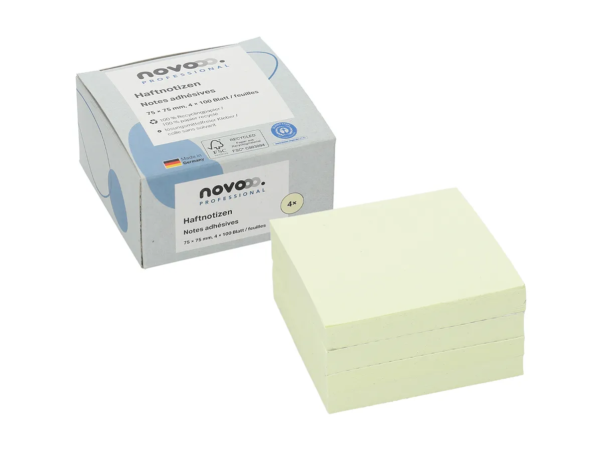GELBE NOTIZBLÖCKE ZU 100 BLATT, 4ER-PACK – NOVOOO