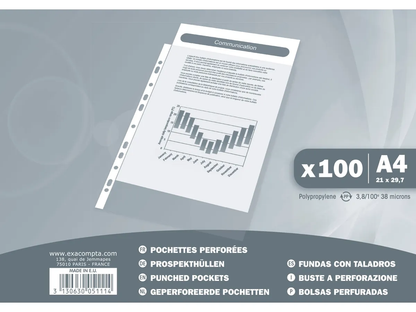 BUSTE FORATE A4 PACK DA 100 - EXACOMPTA