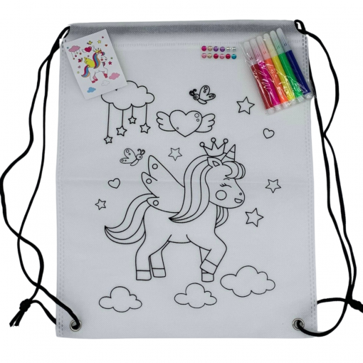 UNICORN COLOUR IN BACKPACK - MAKE A TEDDY