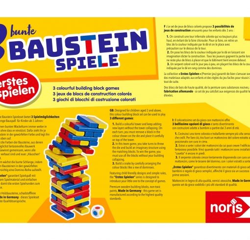 Alternative view of 3 BUNTE BAUSTEINSPIELE - MULTILINGUA - NORIS