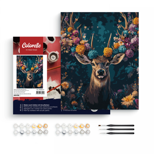 CERVO CON FIORI - PITTURA CON I NUMERI - COLORELLE