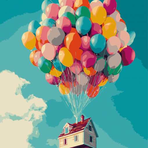 Alternative view of CASA VOLANTE CON PALLONCINI - PITTURA CON I NUMERI - COLORELLE