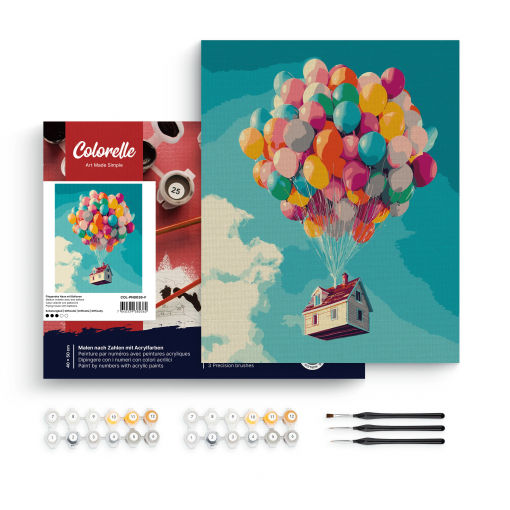 CASA VOLANTE CON PALLONCINI - PITTURA CON I NUMERI - COLORELLE