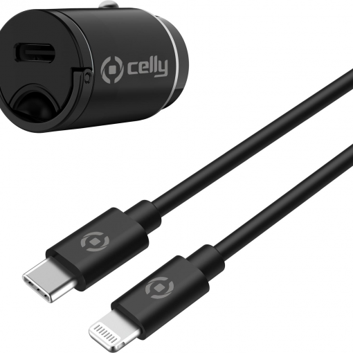 ULTRA COMPACT MINI CAR CHARGER USB TYPE-C + LIGHTNING - CELLY