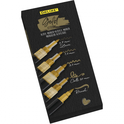 SET PENNE ORO PER LETTERING PACK DA 5 - ONLINE
