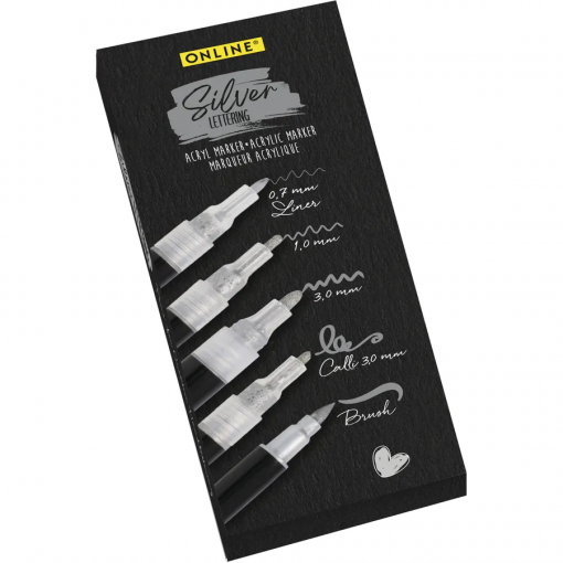SET PENNE SILVER PER LETTERING PACK DA 5 - ONLINE