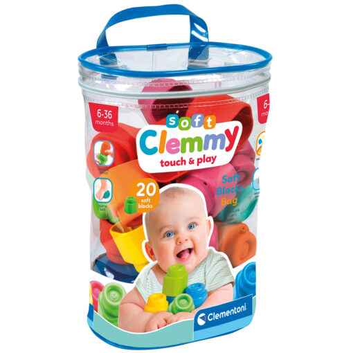 Clementoni - BLOCCHI DA COSTRUZIONE CLEMMY IN SACCHETTO – 20 PEZZI – CLEMENTONI