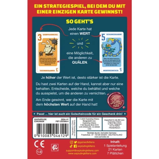 Alternative view of EXPLODING KITTENS - ANIMALI DOMESTICI AFFAMATI DI POTERE (DE) - D