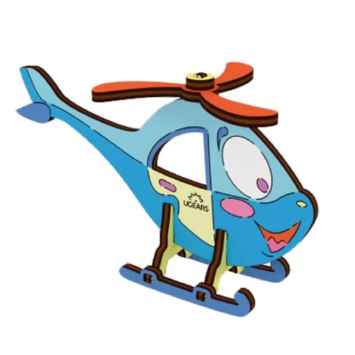 UGEARS - MODELLO DA COLORARE ELICOTTERO 8 PZ (FR-DE-EN-POL-ES-UKR) - F/D/ML