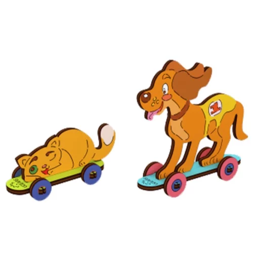 UGEARS - MODELLO DA COLORARE GATTINI E CUCCIOLI 15PZ (FR-DE-EN-POL-ES- - F/D/ML