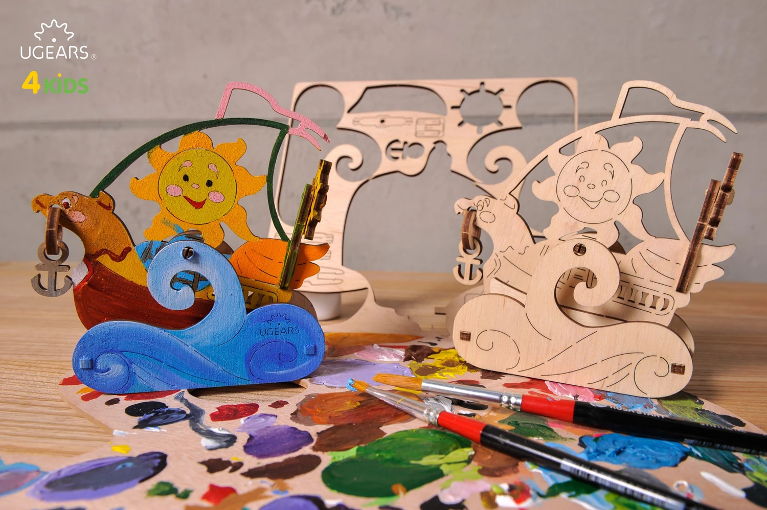 UGEARS - MODELLO DA COLORARE BARCA A VELA 17PZ (FR-DE-EN-POL-ES-UKR) - F/D/ML - immagine 2